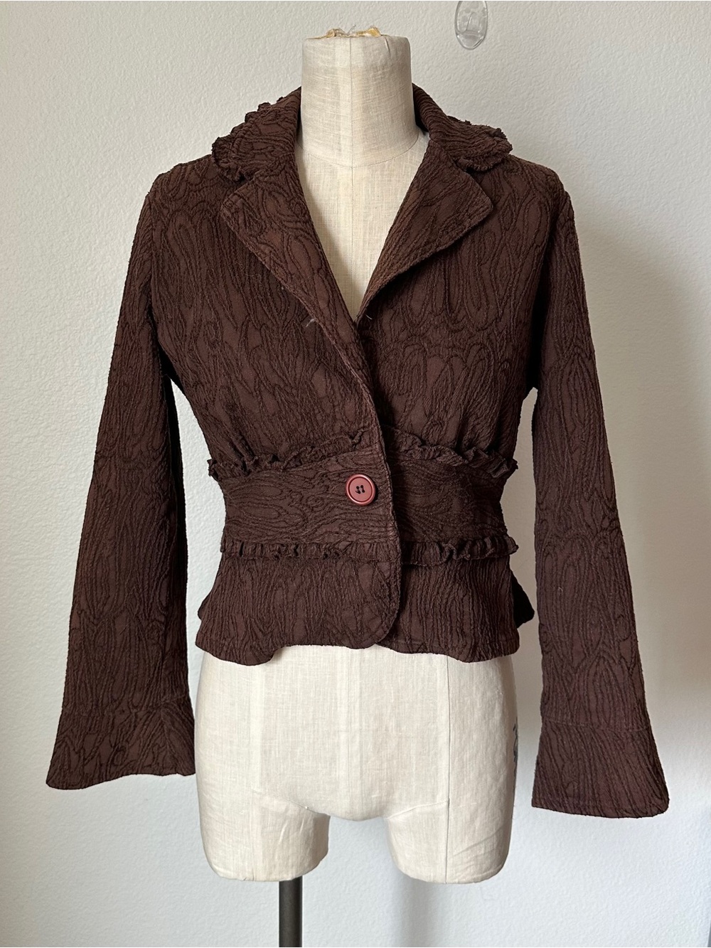 Y2K Paradigm Ruffle Button Down Jacket